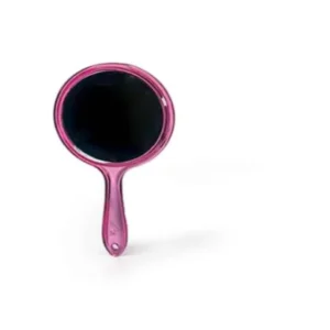 آینه آرایشی دسته دار رنگ صورتی