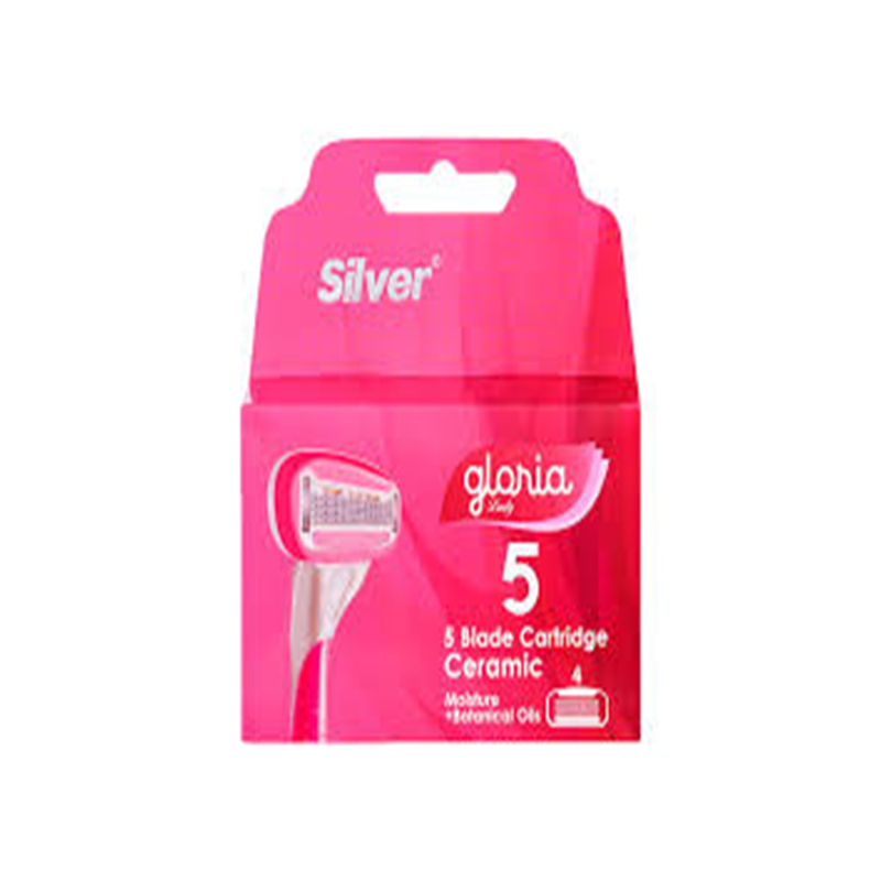 تیغ یدک سیلور سيستم 5 لبه زنانه مدل گلوریا صورتی (بسته 4 عددی)