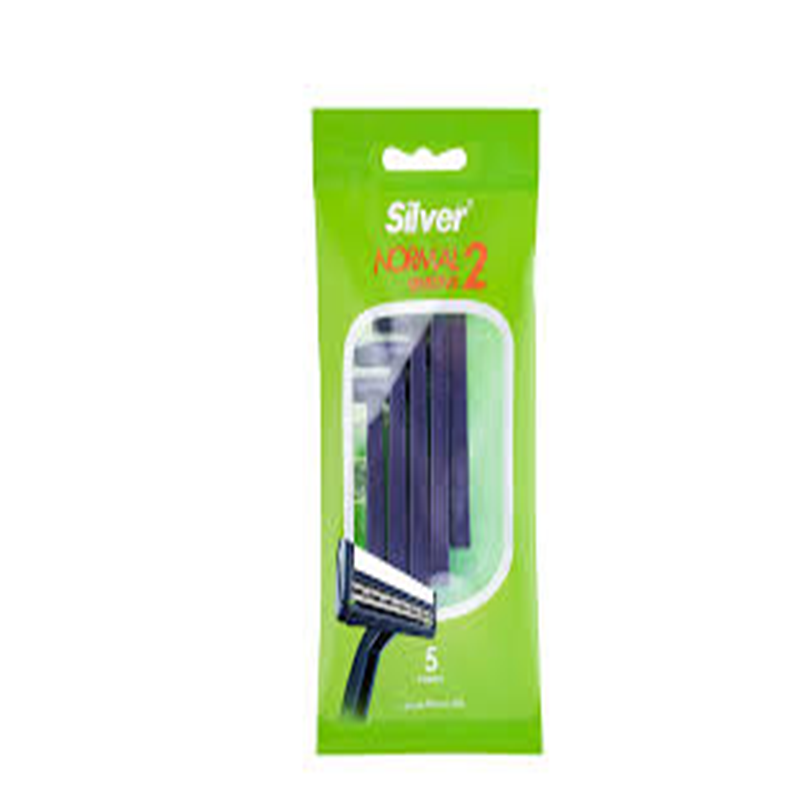 تیغ چند بار مصرف سیلور 2 لبه مردانه نرمال2 حساس (پک 5 عددی)