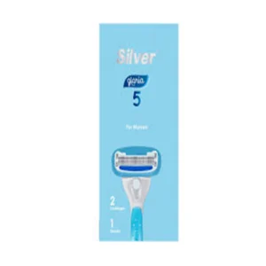 تیغ یدک سیلور سيستم 5 لبه زنانه مدل گلوريا 5 آبی (بسته 4 عددی)