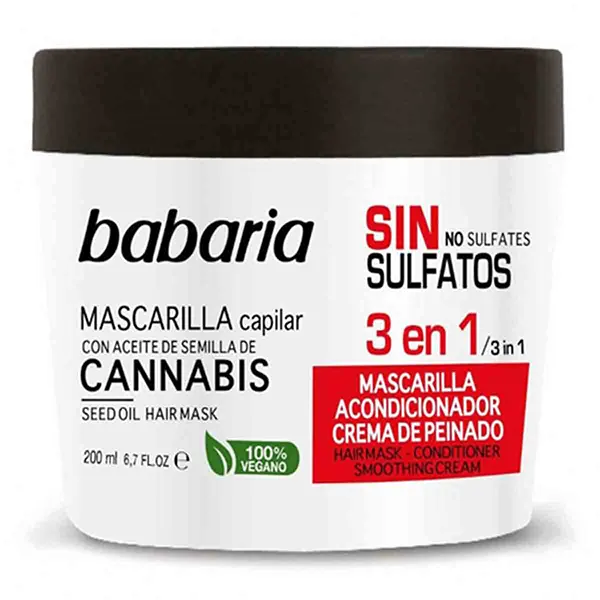 خرید ماسک مو ۳ در ۱ بدون سولفات Babaria مدل Cannabis سفید